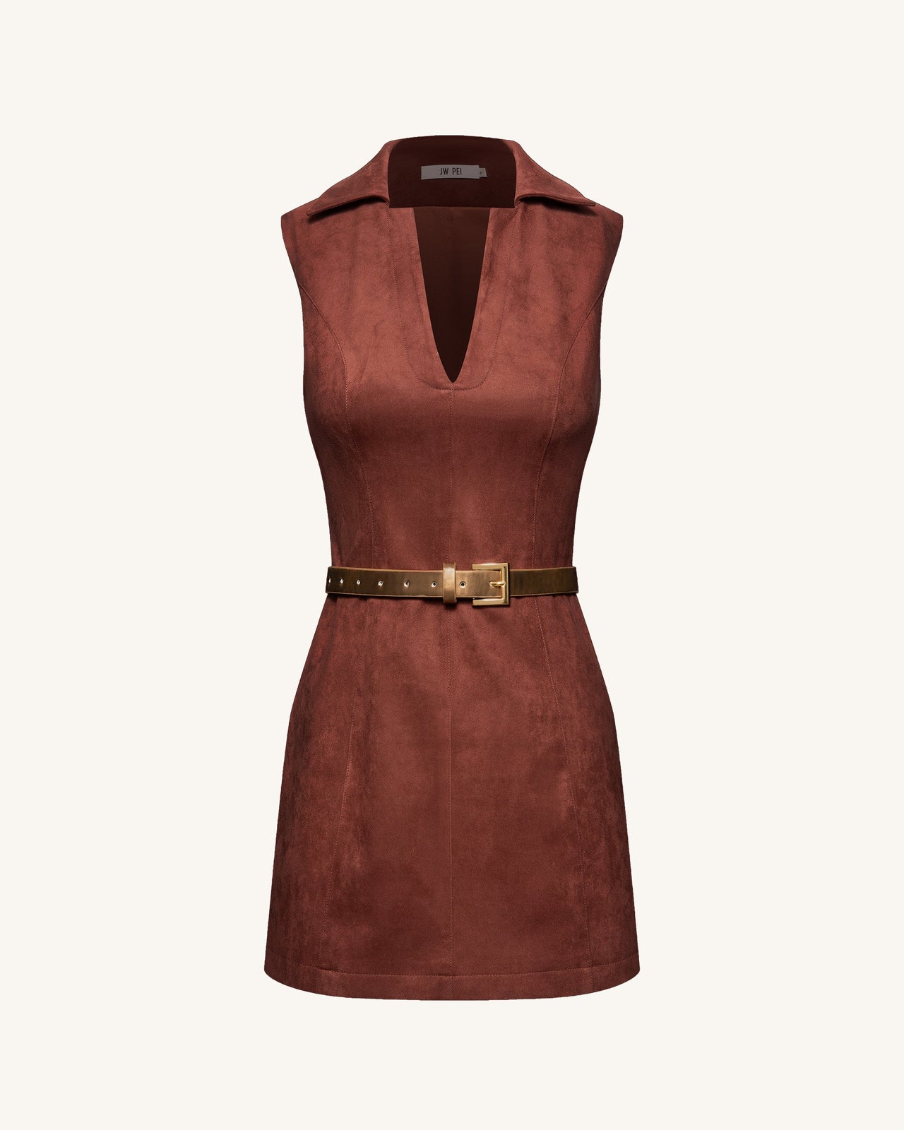 Robe mini sans manches Ariana en daim - Bourgogne