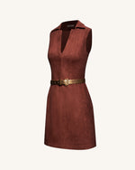 Robe mini sans manches Ariana en daim - Bourgogne