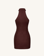 Robe courte à col licou Ruby avec fermeture éclair - Rouge Café