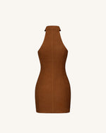 Robe courte à col licou Ruby avec fermeture éclair - Marron