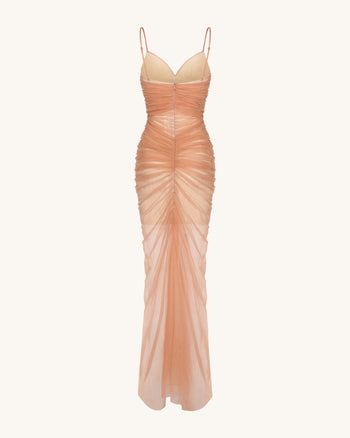 Robe de Soirée Drapée en Maille Piper - Cannelle