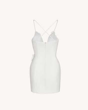 Robe Sans Manches Floral Embrace - Blanche