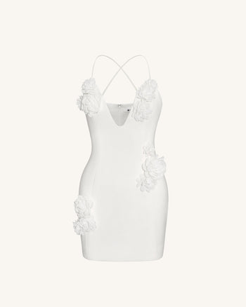 Robe Sans Manches Floral Embrace - Blanche