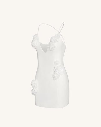 Robe Sans Manches Floral Embrace - Blanche