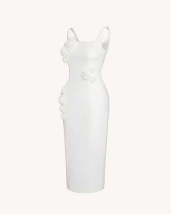 Robe Fourreau Garden Grace - Blanche
