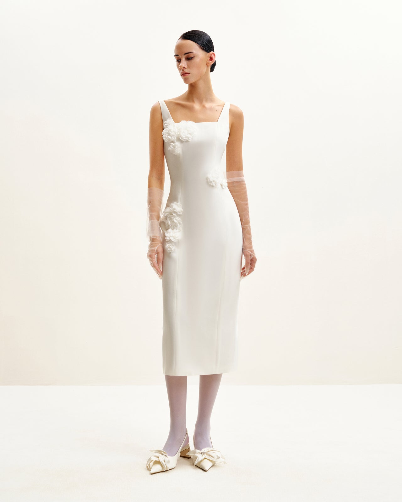 Robe Fourreau Garden Grace - Blanche