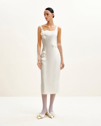 Robe Fourreau Garden Grace - Blanche