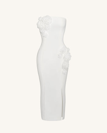 Robe Cocktail Perfection Pétale - Blanche
