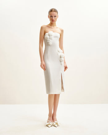 Robe Cocktail Perfection Pétale - Blanche