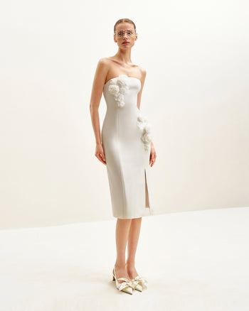 Robe Cocktail Perfection Pétale - Blanche