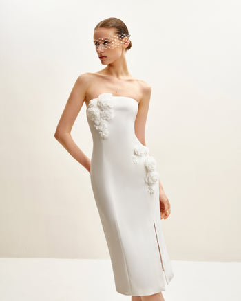 Robe Cocktail Perfection Pétale - Blanche