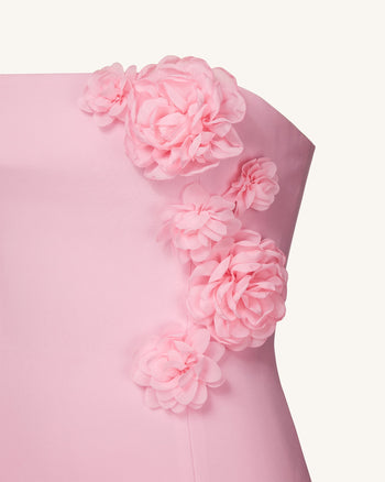 Robe bustier Élégance Fleurie – Rose