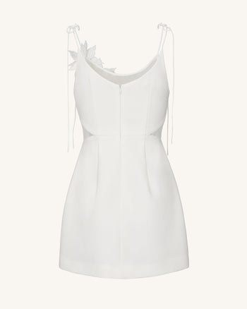 Robe à Nœud Motif Vigne Florale - Blanche