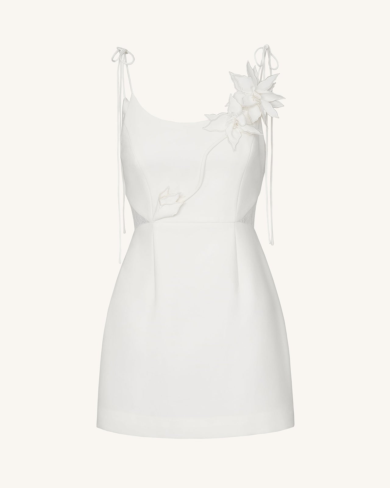 Robe à Nœud Motif Vigne Florale - Blanche