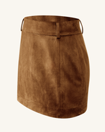Ensemble Grace en faux suède - Crop top et jupe courte - Camel