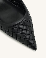 Mules perforées tissées Helena - Noir