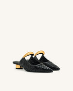 Mules perforées tissées Helena - Noir