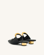 Mules perforées tissées Helena - Noir