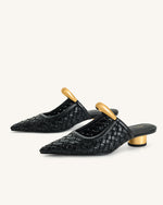 Mules perforées tissées Helena - Noir