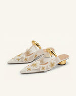 Helena Mules ajourées en mesh floral - Ivoire