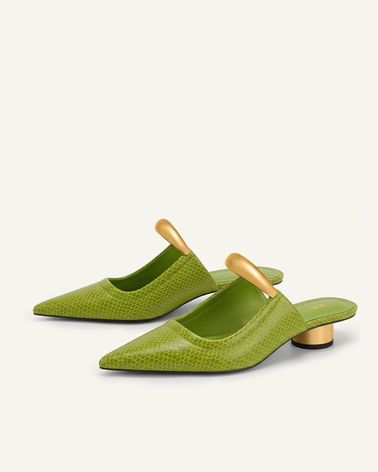 Helena Mules ajourées effet serpent - Vert