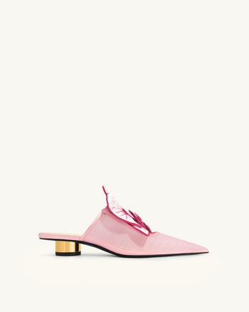Helena Mules ajourées à décorations brodées - Rose
