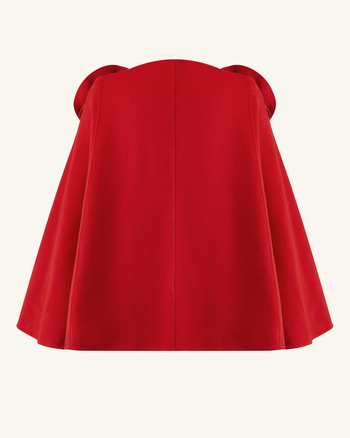 Manteau Cape Clara avec Appliques Florales - Rouge