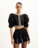 Ensemble en tweed orné de perles - Noir