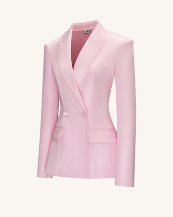 Costume blazer double boutonnage en satin Lily - Rose