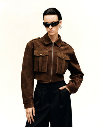 Veste en Suède Synthétique Adeline - Marron