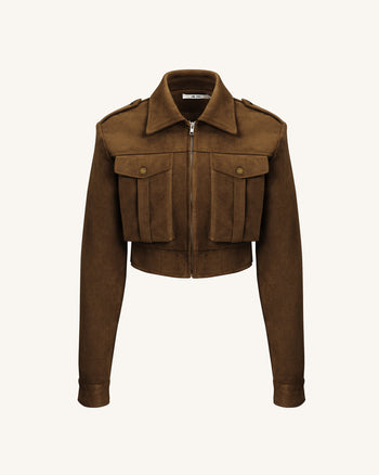 Veste en Suède Synthétique Adeline - Marron
