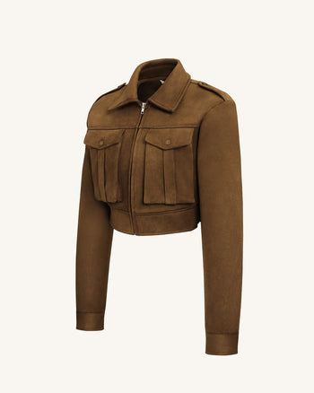 Veste en Suède Synthétique Adeline - Marron