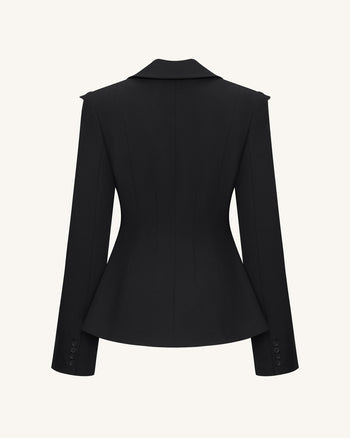 Blazer Deep-V à Boucle de Verrouillage Layla - Noir