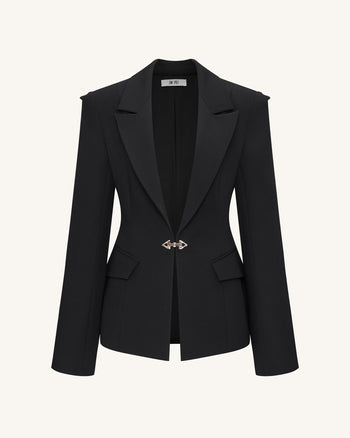 Blazer Deep-V à Boucle de Verrouillage Layla - Noir