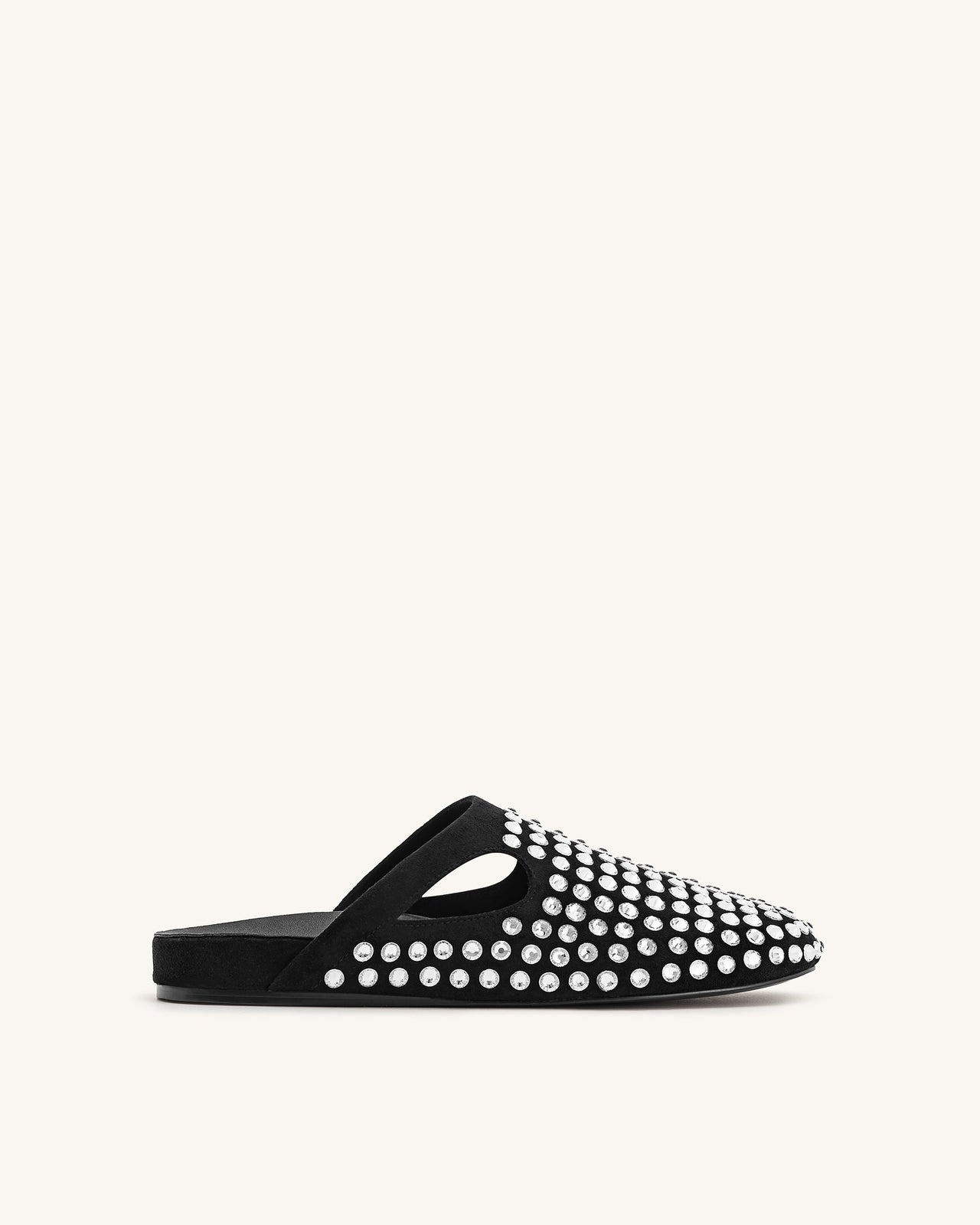 Mules plates en cristal artificiel Athena - Noir