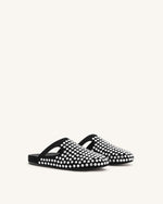 Mules plates en cristal artificiel Athena - Noir