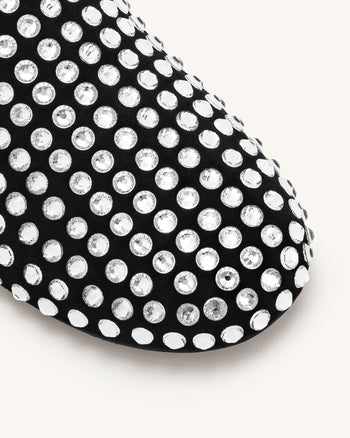 Mules plates en cristal artificiel Athena - Noir