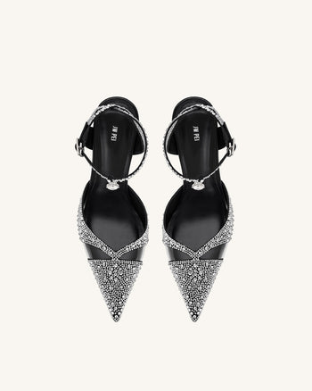 Escarpins à talons hauts en cristal artificiel Haidi - Noir