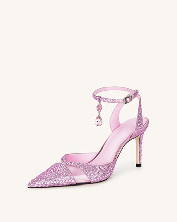 Escarpins à talons hauts en cristal artificiel Haidi - Rose