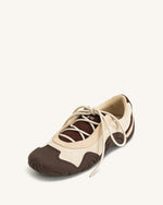 Baskets ballerines à lacets Caitlin - Marron clair