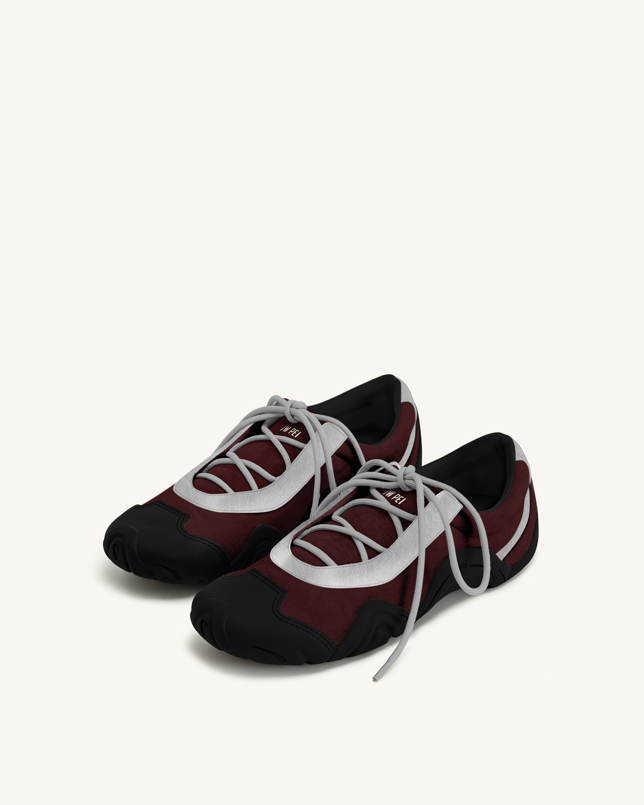 Baskets ballerines à lacets Caitlin en faux suède - Bordeaux et gris clair