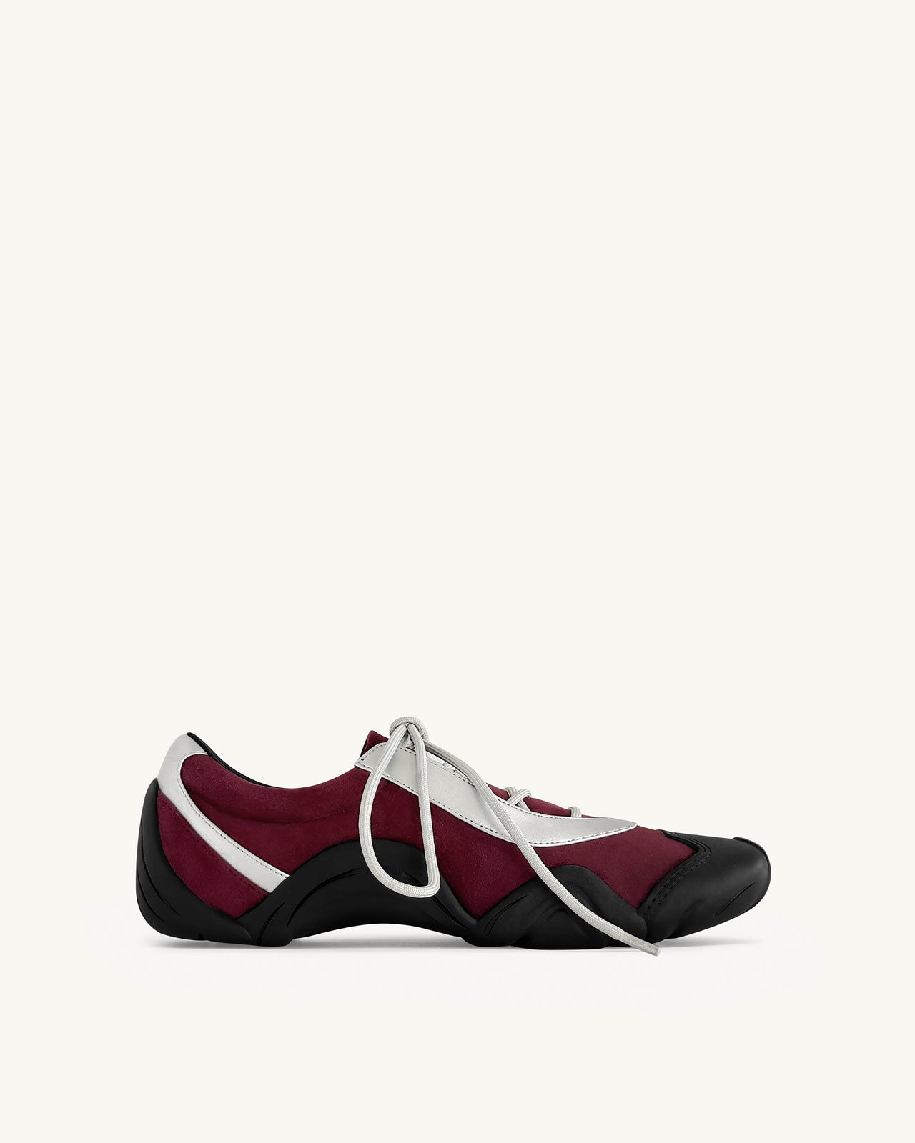 Baskets ballerines à lacets Caitlin en faux suède - Bordeaux et gris clair