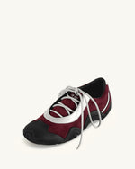 Baskets ballerines à lacets Caitlin en faux suède - Bordeaux et gris clair