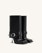 Emilia Bottines Western à boucle en cuir - Noir