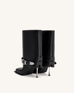 Emilia Bottines Western à boucle en cuir - Noir