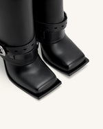 Emilia Bottines Western à boucle en cuir - Noir