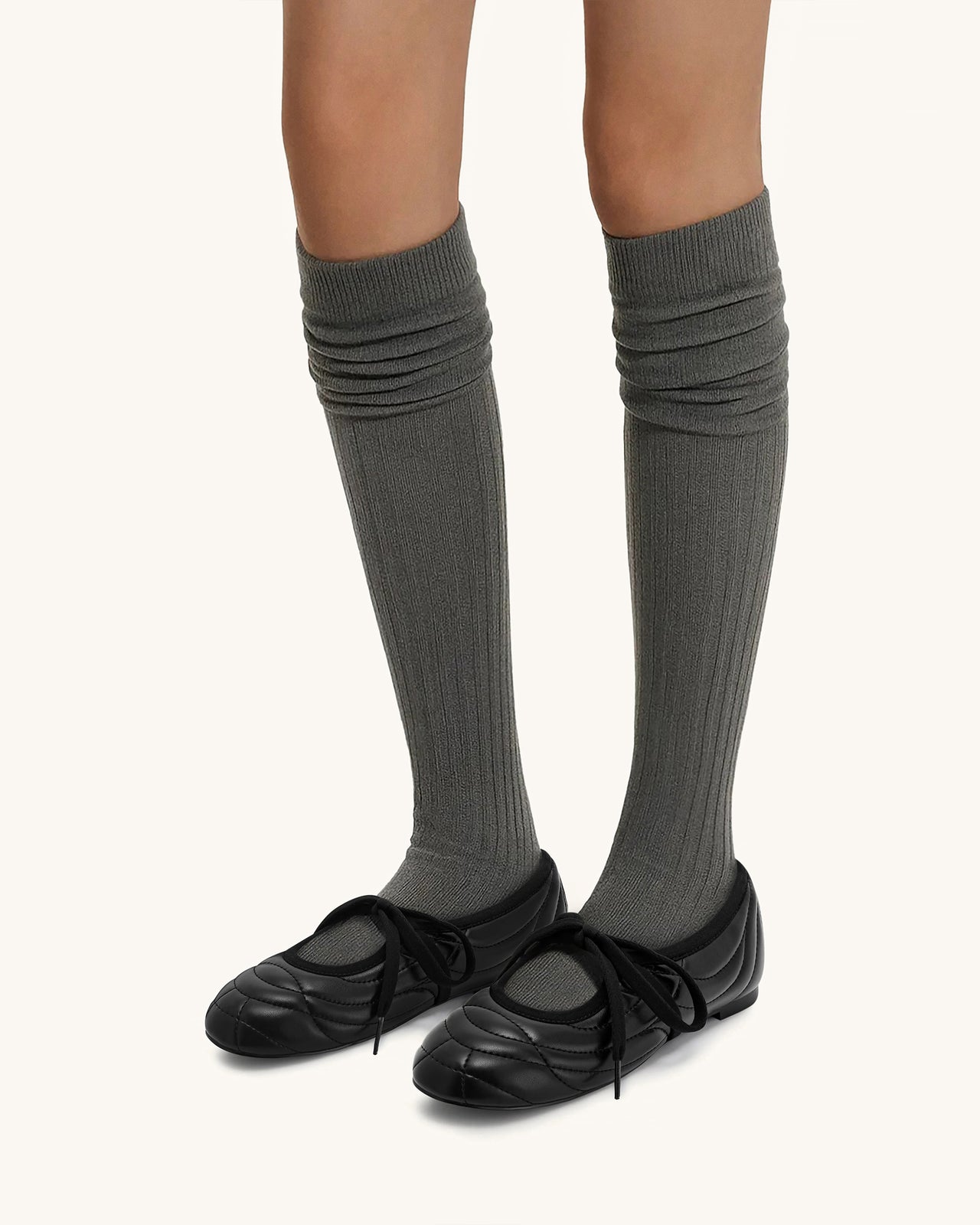 Ballerines à lacets avec surpiqûres Erika - Noir