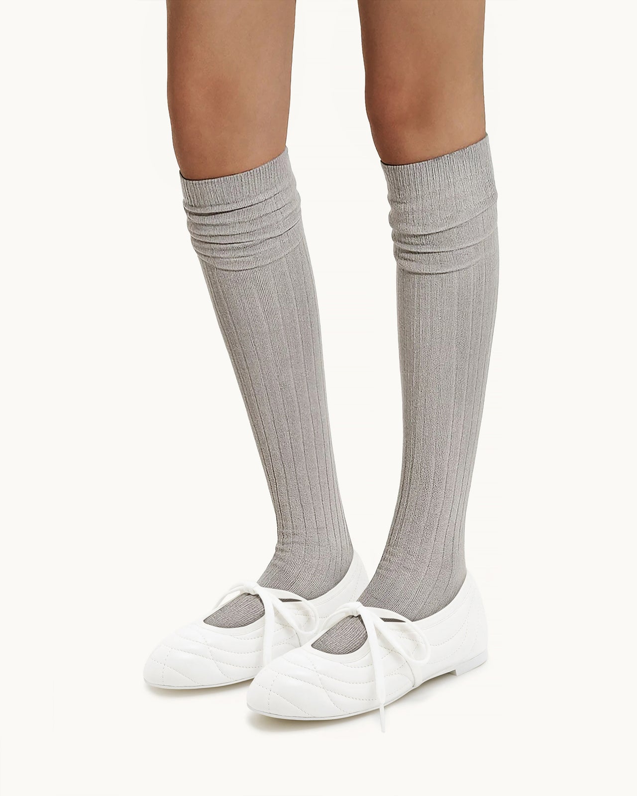 Ballerines à lacets avec surpiqûres Erika - Blanc
