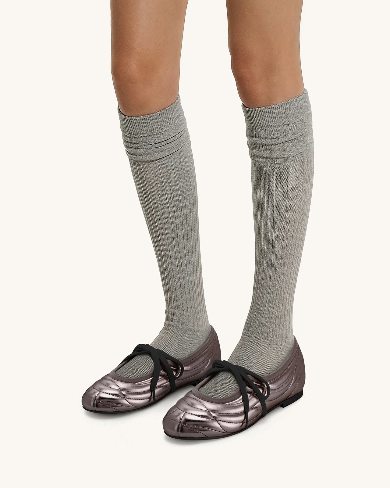 Ballerines Erika à Surpiqûres et Lacets – Marron Foncé