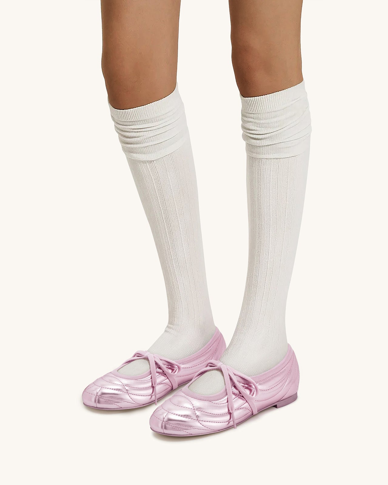 Ballerines à lacets avec surpiqûres Erika - Rose